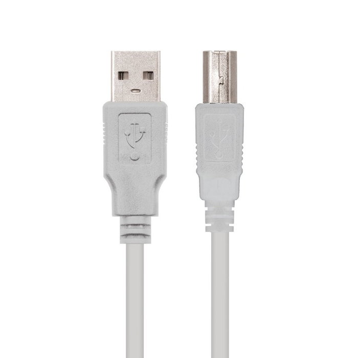 NANO CABLE Cable USB 2.0 para Impresora A/M a B/M, 3 m, Beige